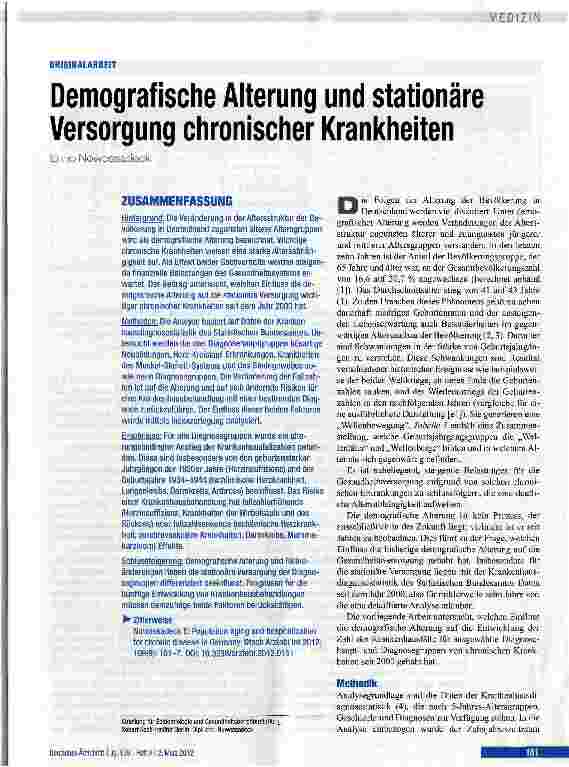 Vorschauseite 1: Demografische Alterung und stationäre Versorgung chronischer Krankheiten