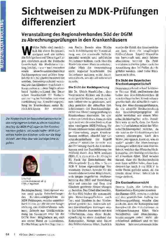 Vorschauseite 1: Sichtweisen zu MDK-Prüfungen differenziert