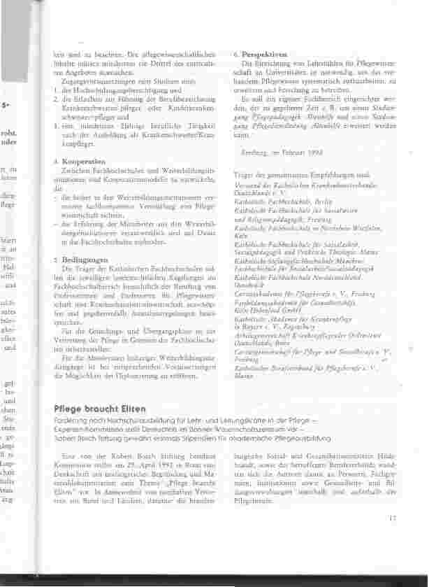 Vorschauseite 2: Gemeinsame Empfehlungen zur Überleitung der Weiterbildungen zur PDL und zur Unterrichtsschwester in grundständigen Studiengängen an