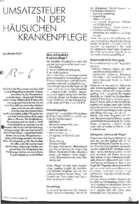 Vorschauseite 1: Umsatzsteuer in der häuslichen Krankenpflege