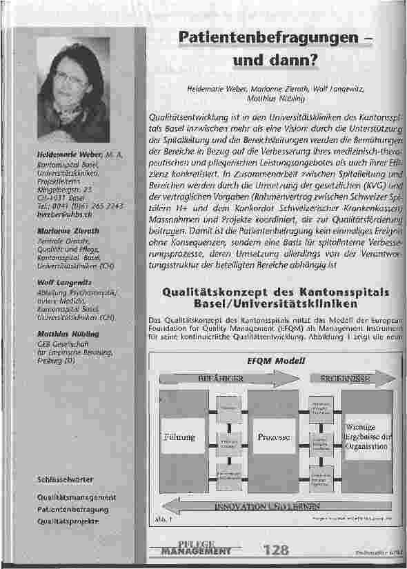 Vorschauseite 1: Patientenbefragungen - und dann?