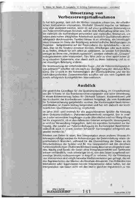 Vorschauseite 4: Patientenbefragungen - und dann?