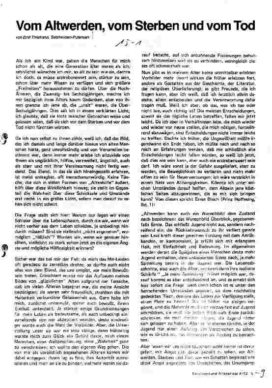 Vorschauseite 1: Vom Altwerden, vom Sterben und vom Tod