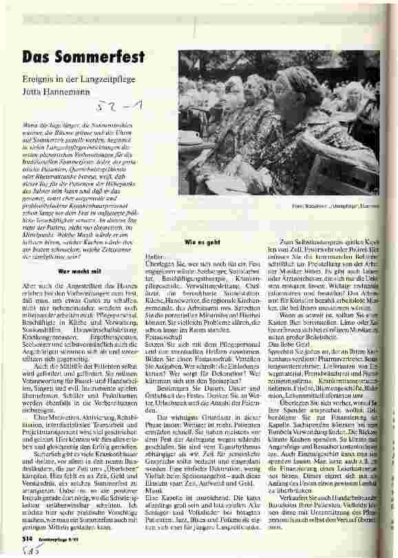 Vorschauseite 1: Das Sommerfest Ereignis in der Langzeitpflege