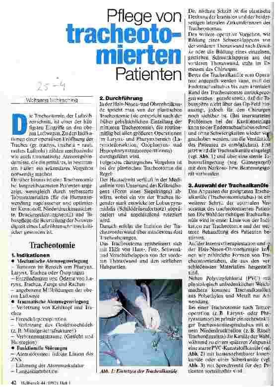 Vorschauseite 1: Pflege von tracheotomierten Patienten