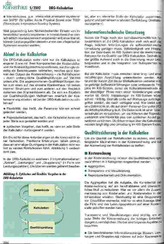 Vorschauseite 6: Wie gut können die ersten deutschen DRG-Kostengewichte sein? Die Methodik der DRG-Kalkulation aus der Sicht der Kalkulationspraxis