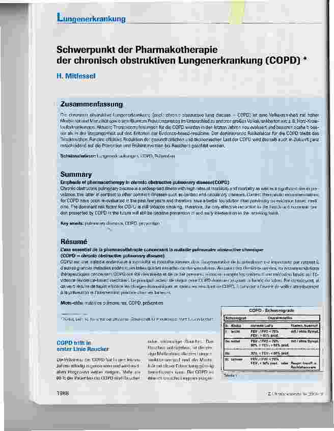 Vorschauseite 1: Schwerpunkt der Pharmakotherapieder chronisch obstruktiven Lungenerkrankung (COPD)