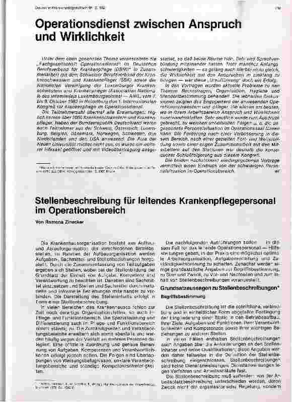 Vorschauseite 1: Stellenbeschreibung für leitendes Krankenpflegepersonals im OP-bereich