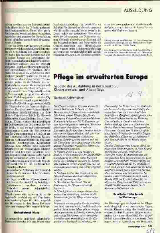Vorschauseite 1: Pflege im erweiterten Europa