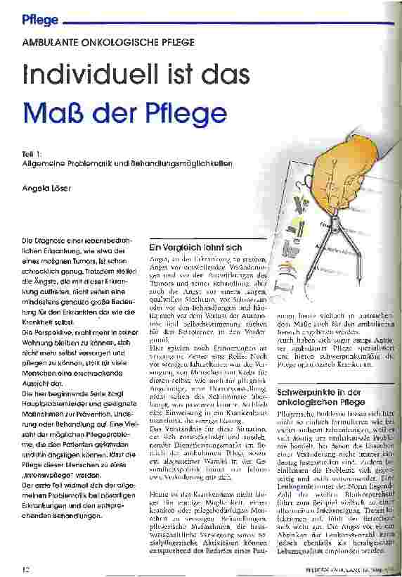 Vorschauseite 1: Individuell ist das Maß der Pflege Teil 1: Allgemeine Problematik und Behandlungsmöglichkeiten