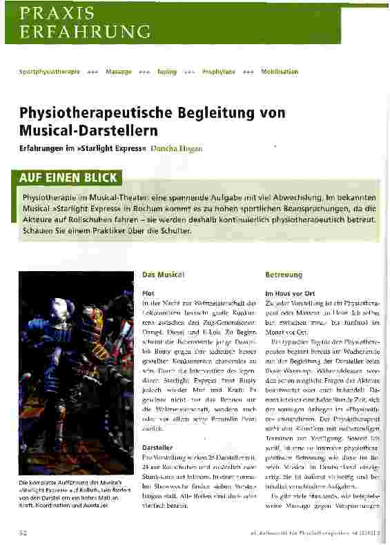 Vorschauseite 1: Physiotherapeutische Begleitung von Musical-Darstellern