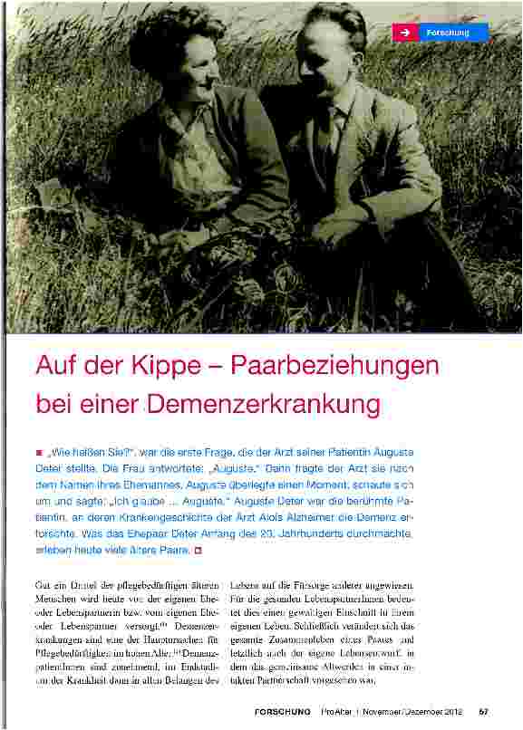 Vorschauseite 1: Auf der Kippe - Paarbeziehungen bei einer Demenzerkrankung