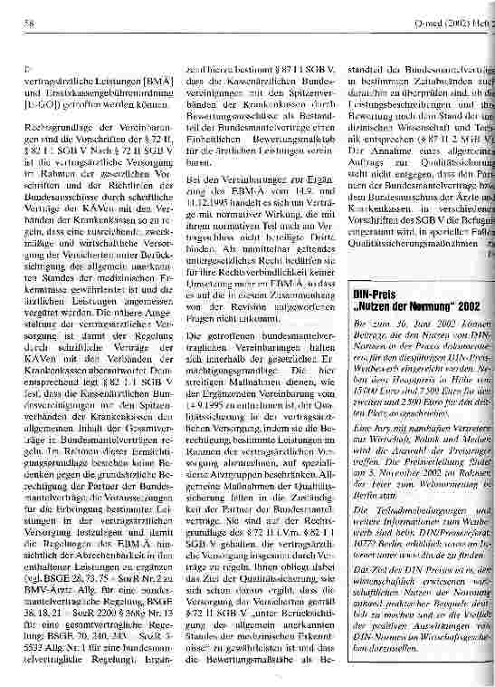 Vorschauseite 2: Qualitätssicherung kann für Erbringung und Abrechnung bestimmter ärztlicher Leistungen Qualifiaktion des Arztes verlangen
