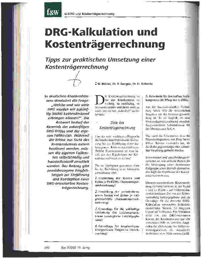 Vorschauseite 1: DRG-Kalkulation und Kostenträgerrechnung