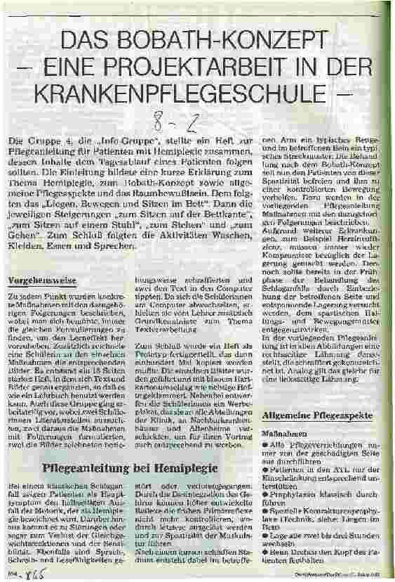 Vorschauseite 1: Das Bobath-Konzept - Eine Projektarbeit in der Krankenpflegeschule -