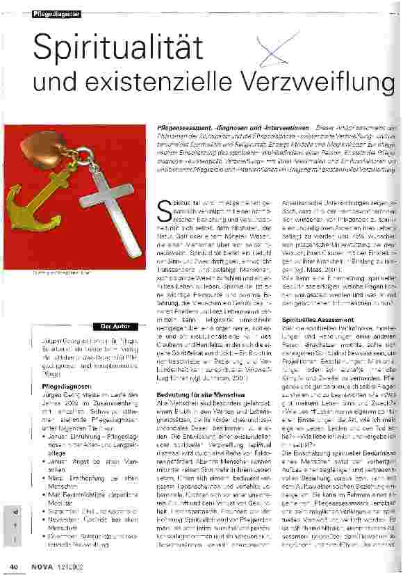 Vorschauseite 1: Spiritualität und existenzielle Verzweiflung Pflegeassessment, -diagnosen und -interventionen