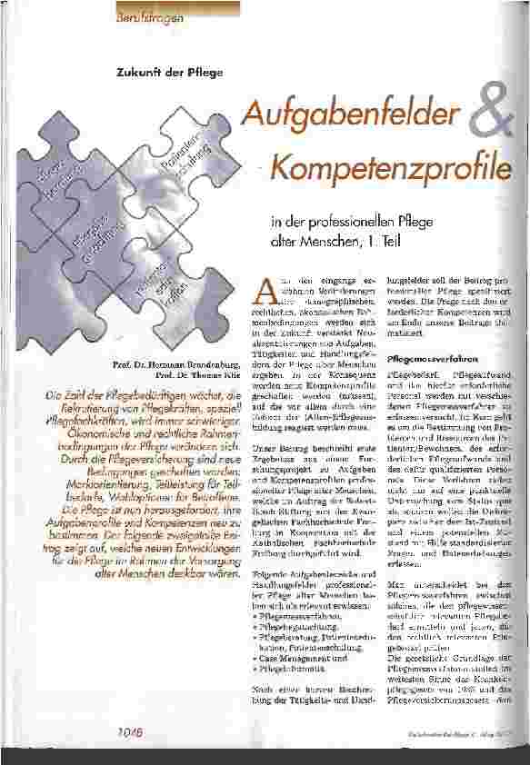Vorschauseite 1: Aufgabenfelder & Kompetenzprofile in der professionellen Pflege alter Menschen Teil 1