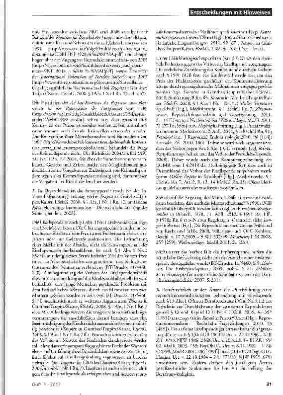 Vorschauseite 3: Verbot heterologer Verfahren in der Reproduktionsmedizin