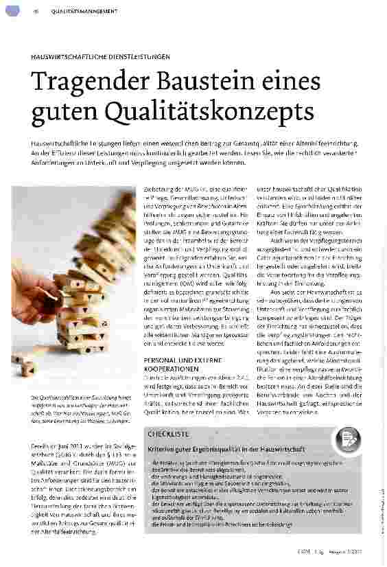 Vorschauseite 1: Tragender Baustein eines guten Qualitätskonzepts