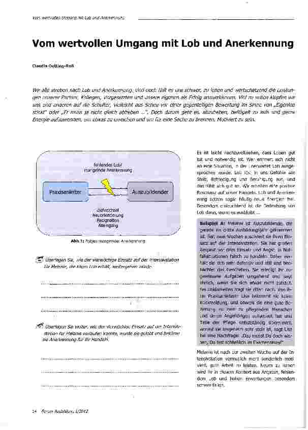 Vorschauseite 1: Vom wertvollen Umgang mit Lob und Anerkennung