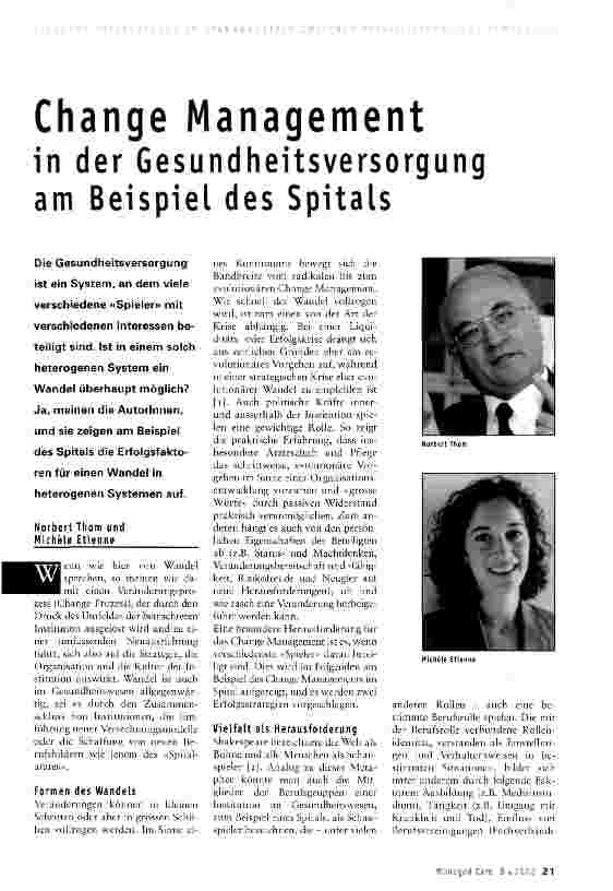 Vorschauseite 1: Change Management in der Gesundheitsversorgung am Beispiel des Spitals