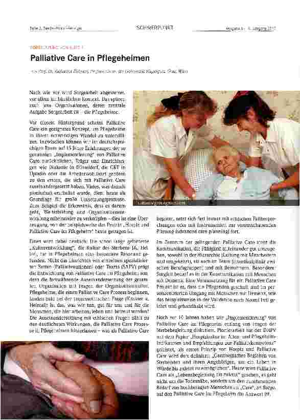 Vorschauseite 2: Palliative Care in Pflegeheimen