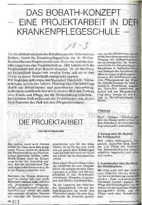 Vorschauseite 1: Das Bobath-Konzept - eine Projektarbeit in der Krankenpflegeschule -