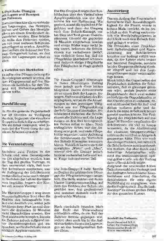 Vorschauseite 2: Das Bobath-Konzept - eine Projektarbeit in der Krankenpflegeschule -