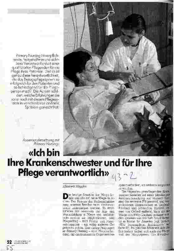 Vorschauseite 1: Ich bin Ihre Krankenschwester und für Ihre Pflege verantwortlich Auseinandersetzung mit Primary Nursing
