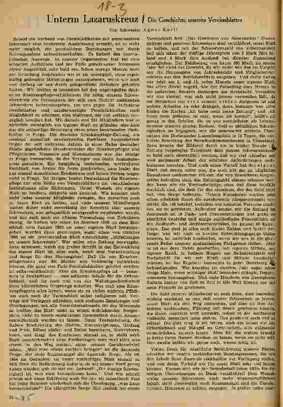 Vorschauseite 1: Unterm Lazaruskreuz Die Geschichte unseres Vereinsblattes