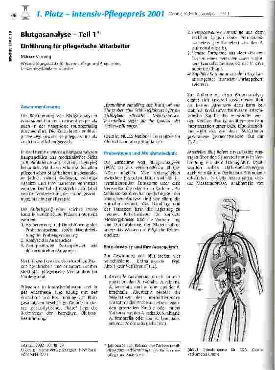 Vorschauseite 1: Blutgasanalyse - Teil 1 Einführung für pflegerische Mitarbeiter