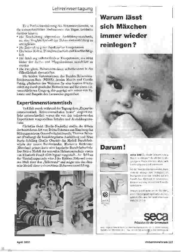 Vorschauseite 3: DIE ZUKUNFT DER HEBAMMENAUSBILDUNGBUNDESTAGUNG DER LEHRERINNEN FÜR HEBAMMENWESEN
