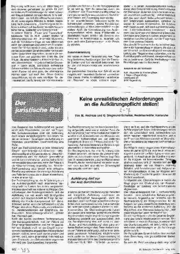 Vorschauseite 1: Keine unrealistischen Anforderungen an die Aufklärungspflicht stellen!