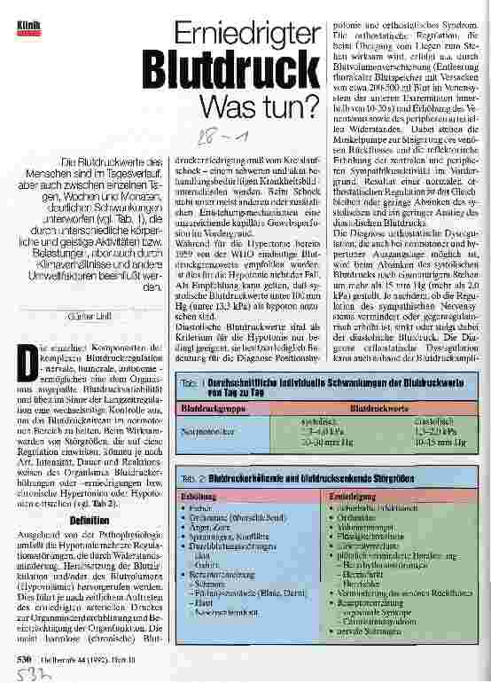 Vorschauseite 1: Erniedrigter Blutdruck - Was tun?