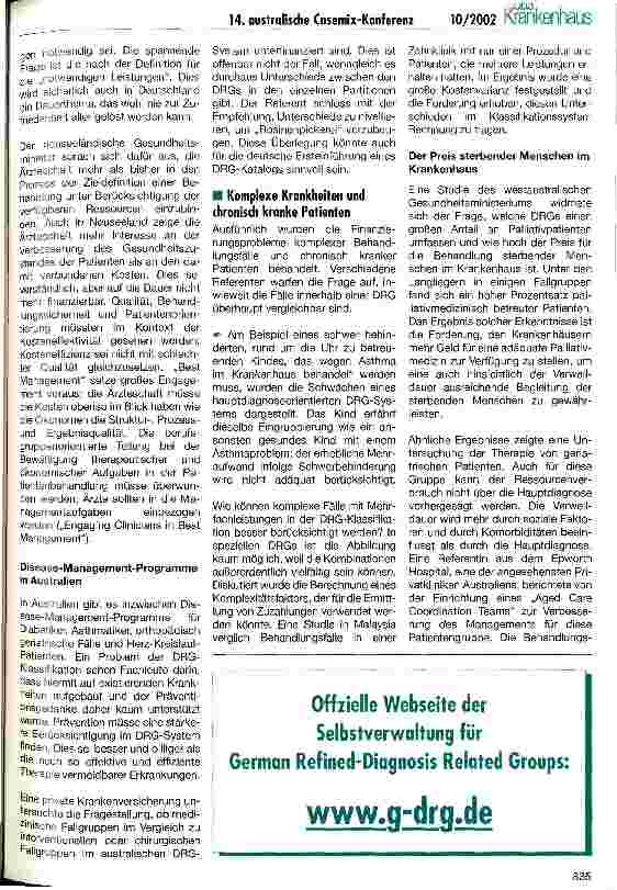 Vorschauseite 2: 14. australische Casemix-Konferenz Apples are Apples & Swings are not Roundabouts