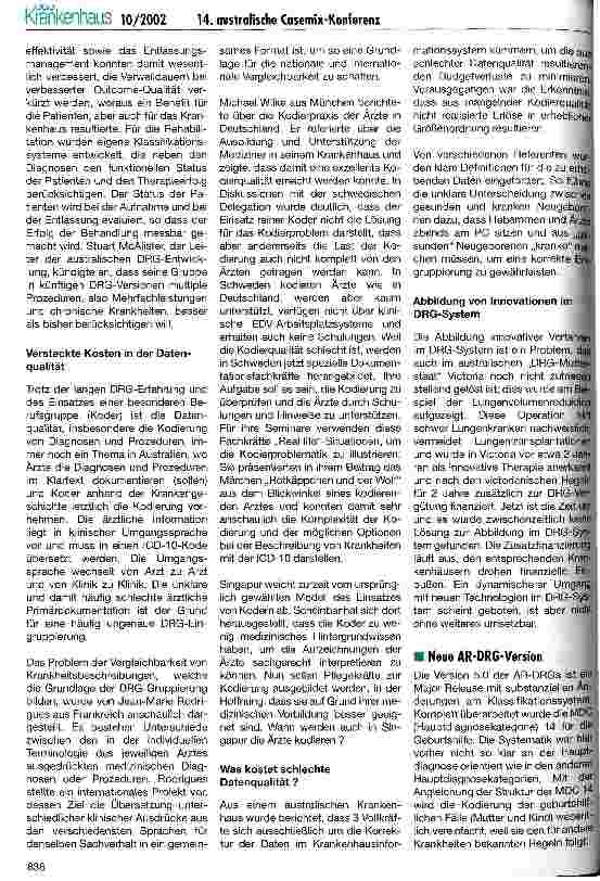 Vorschauseite 3: 14. australische Casemix-Konferenz Apples are Apples & Swings are not Roundabouts