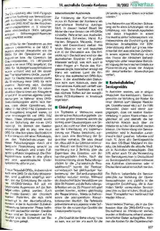 Vorschauseite 4: 14. australische Casemix-Konferenz Apples are Apples & Swings are not Roundabouts