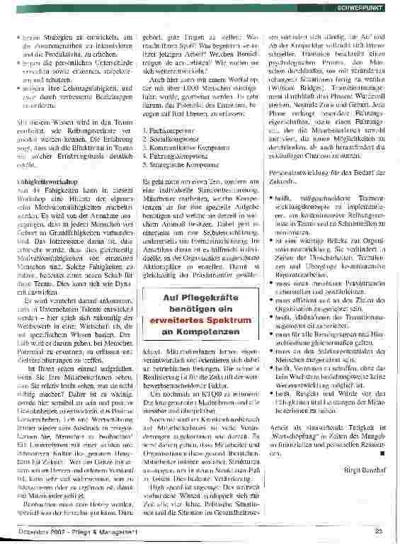 Vorschauseite 4: Personalentwicklung: Voraussetzung für die Zukunft