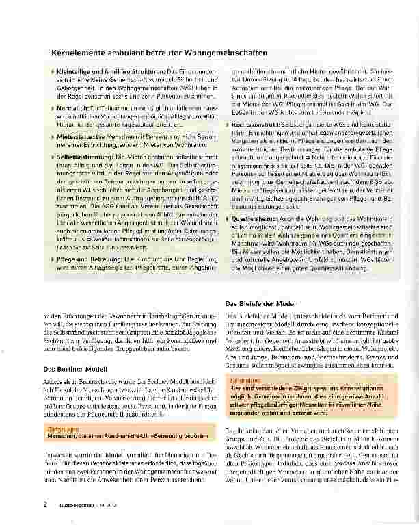 Vorschauseite 2: Ambulant betreute Wohngemeinschaften: ein Wohnund Betreuungsmodell mit Zukunft