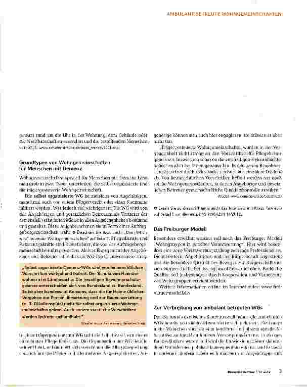 Vorschauseite 3: Ambulant betreute Wohngemeinschaften: ein Wohnund Betreuungsmodell mit Zukunft