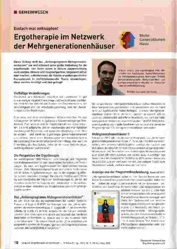 Vorschauseite 1: Ergotherapie im Netzwerk der Mehrgenerationenhäuser