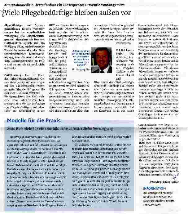 Vorschauseite 1: Viele Pflegebedürftige bleiben außen vor