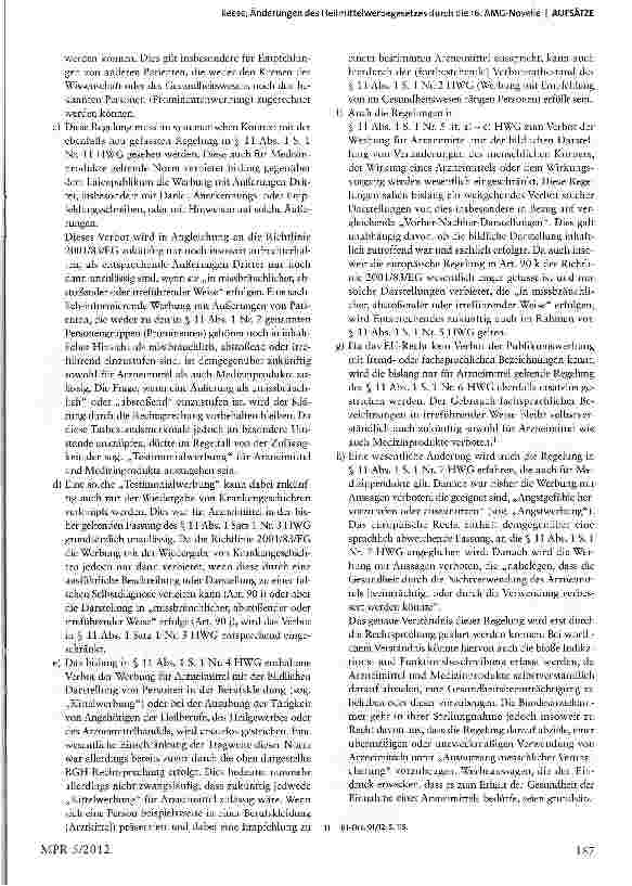 Vorschauseite 3: Änderungen des Heilmittelwerbegesetzes durch die 16. AMG-Novelle