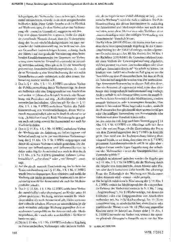 Vorschauseite 4: Änderungen des Heilmittelwerbegesetzes durch die 16. AMG-Novelle