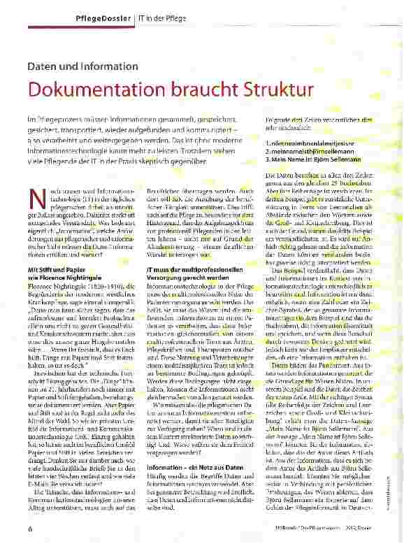 Vorschauseite 1: Dokumentation braucht Struktur