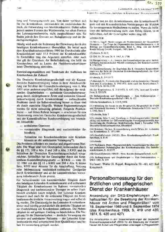 Vorschauseite 1: Personalbemessung für den ärztlichen und pflegerischen Dienst im KH Empfehlung
