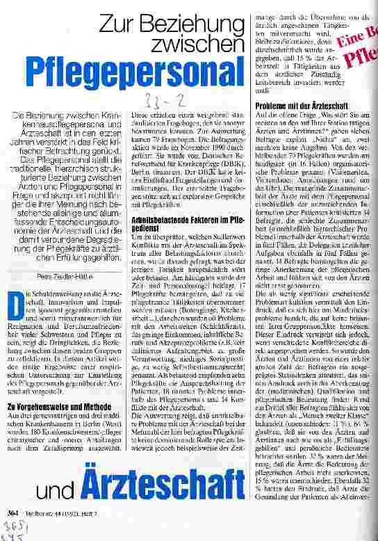 Vorschauseite 1: Zur Beziehung zwischen Pflegepersonal und Ärzteschaft