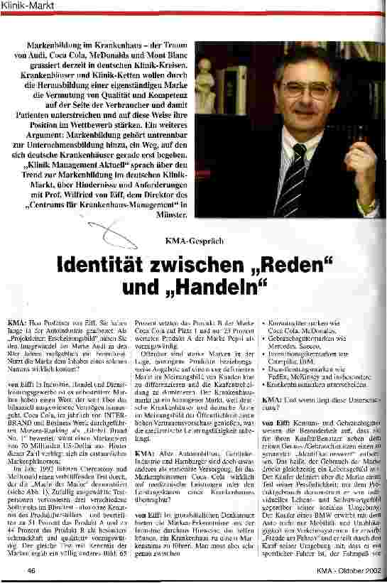 Vorschauseite 1: KMA-Gespräch: Identität zwischen Reden und Handeln