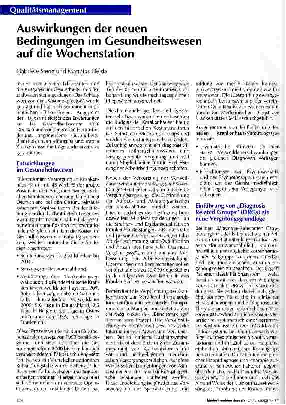 Vorschauseite 1: Auswirkungen der neuen Bedingungen im Gesundheitswesen auf die Wochenstation