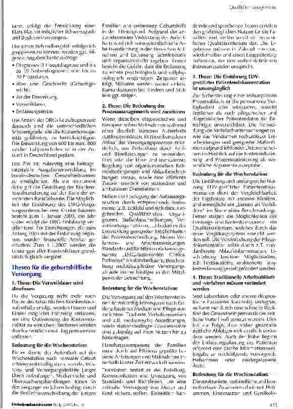 Vorschauseite 2: Auswirkungen der neuen Bedingungen im Gesundheitswesen auf die Wochenstation